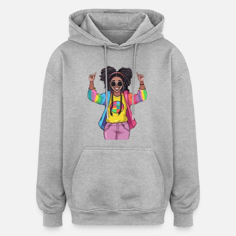Bunte Regenbogen Freundschaftsdesign - Oversized Unisex Hoodie - Grau meliert
