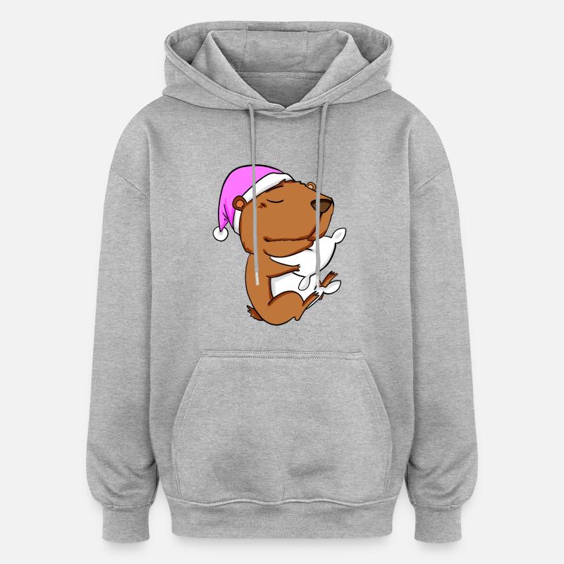 Capybara Wasserschwein - Sweat à capuche oversize unisexe - gris chiné
