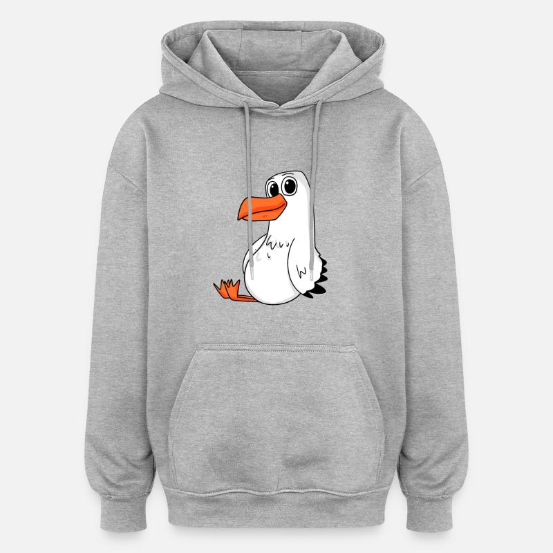Mouette - Sweat à capuche oversize unisexe - gris chiné