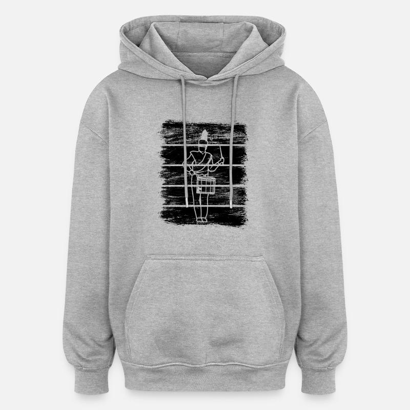 Drôle de batteur - Sweat à capuche oversize unisexe - gris chiné