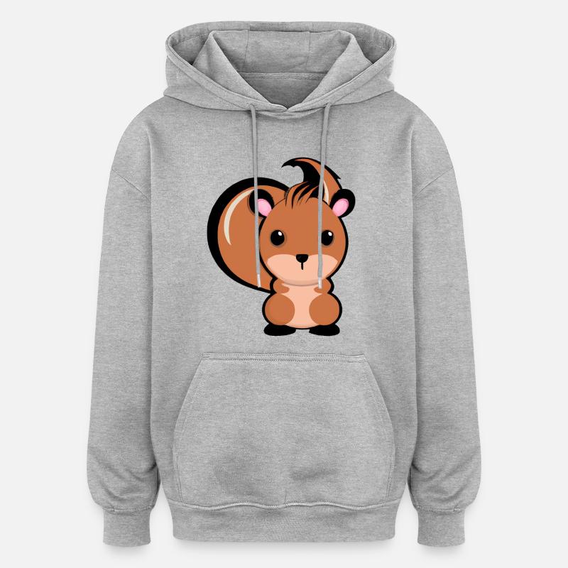 Süßes Eichhörnchen - Oversized Unisex Hoodie - Grau meliert