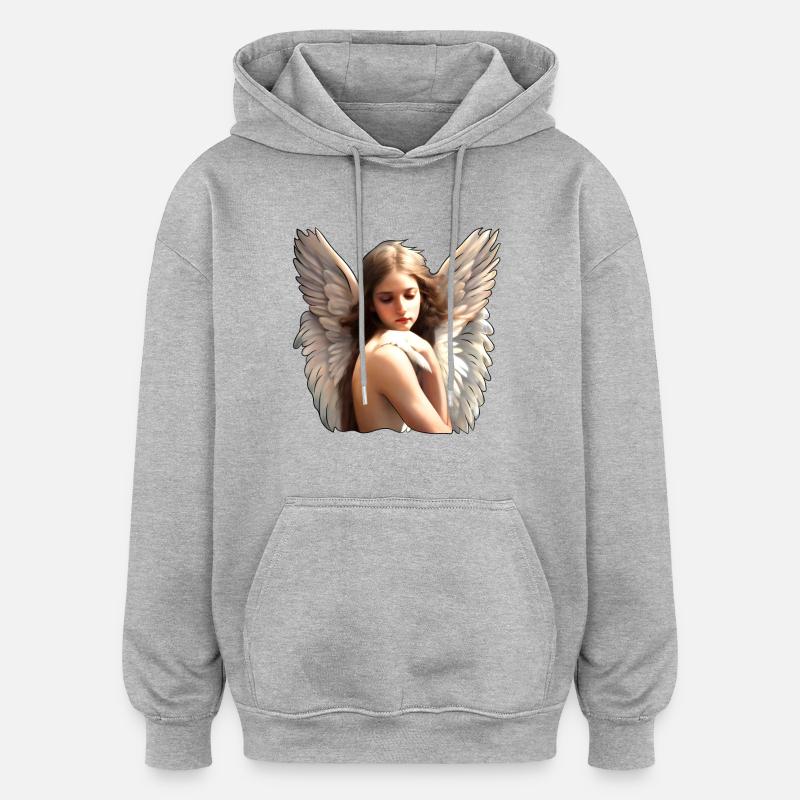 Himmlischer Engel - Oversized Unisex Hoodie - Grau meliert