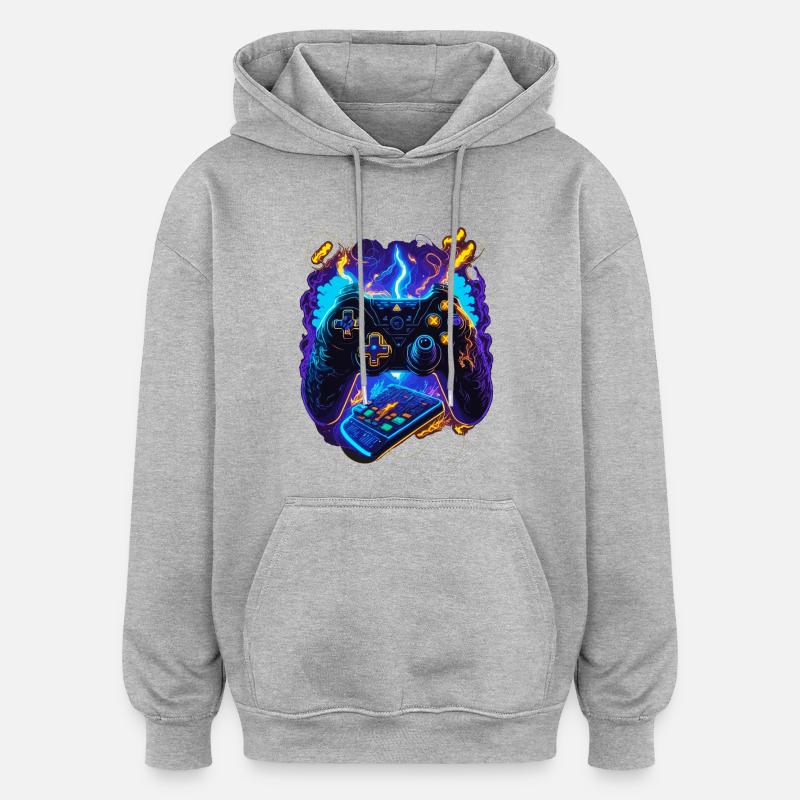 Contrôleur de jeu cybernétique - Sweat à capuche oversize unisexe - gris chiné