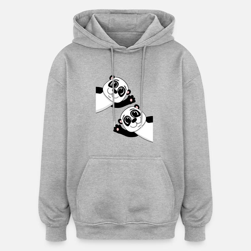 Pandas mignons - Sweat à capuche oversize unisexe - gris chiné