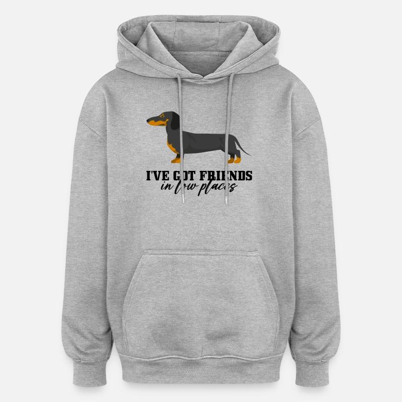 Teckel Ember Silhouette - Sweat à capuche oversize unisexe - gris chiné