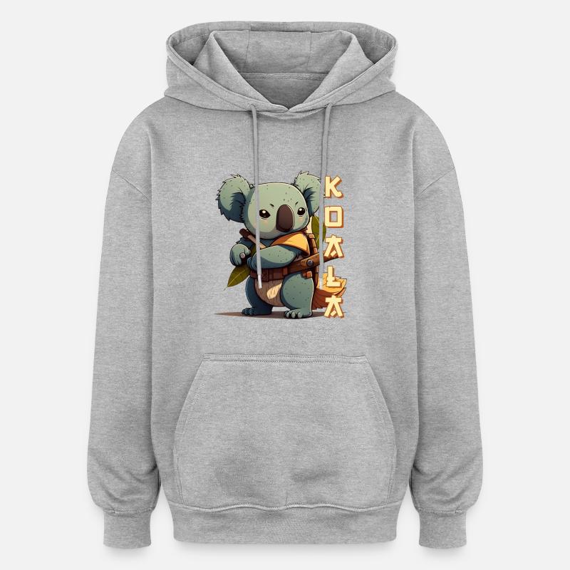 Samouraï Koala avec lettrage - Sweat à capuche oversize unisexe - gris chiné
