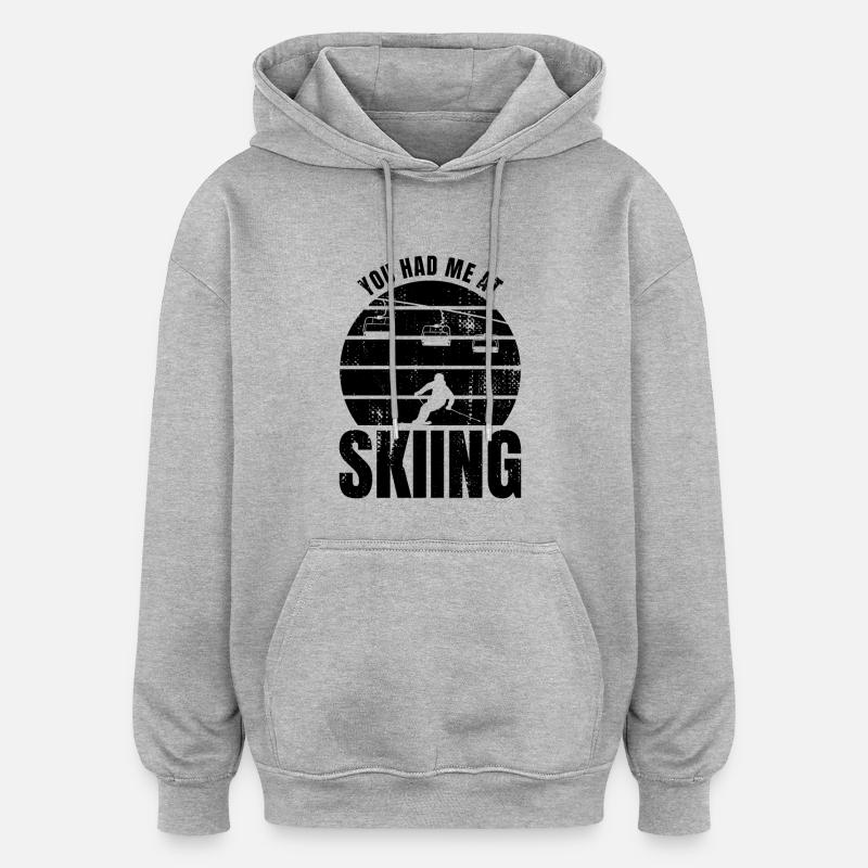 Drôle de slogan de ski - Sweat à capuche oversize unisexe - gris chiné