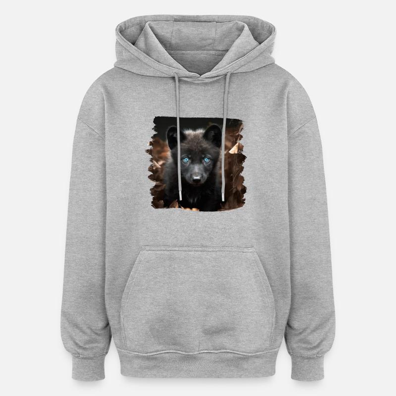 Wölfe realistic Wolf - Oversized Unisex Hoodie - Grau meliert