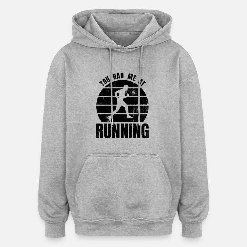 Passionnés de course à pied - Sweat à capuche oversize unisexe - gris chiné