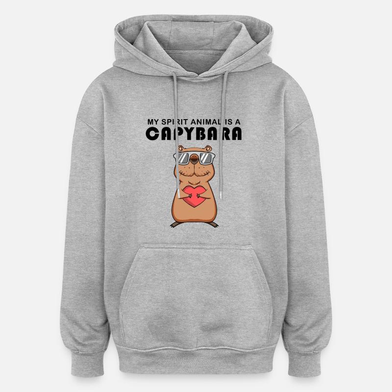 Capybara Wasserschwein Capybaras - Sweat à capuche oversize unisexe - gris chiné