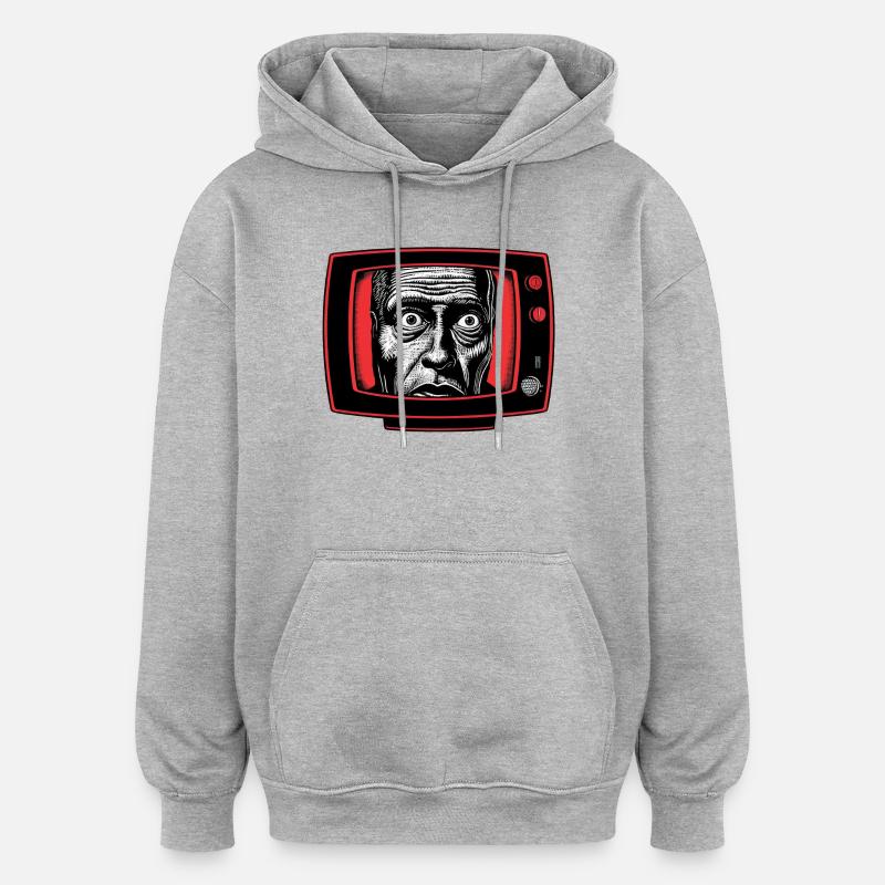 TV 02 - Sweat à capuche oversize unisexe - gris chiné