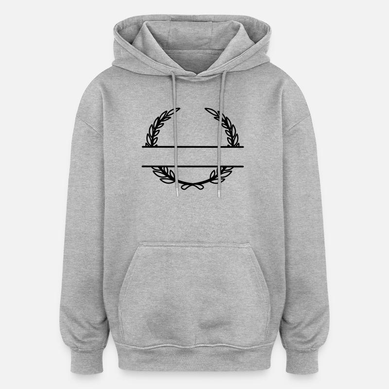 Couronne de laurier nom bannière - Sweat à capuche oversize unisexe - gris chiné