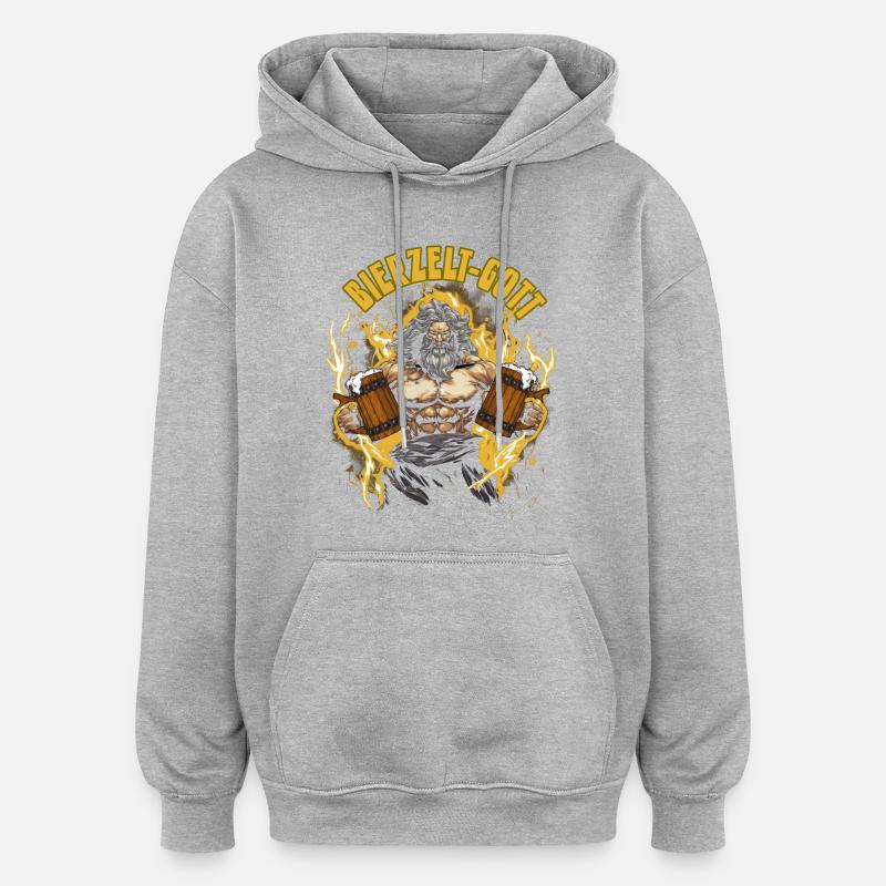 Bierzelt Gott Biertrinker Geschenk - Oversized Unisex Hoodie - Grau meliert