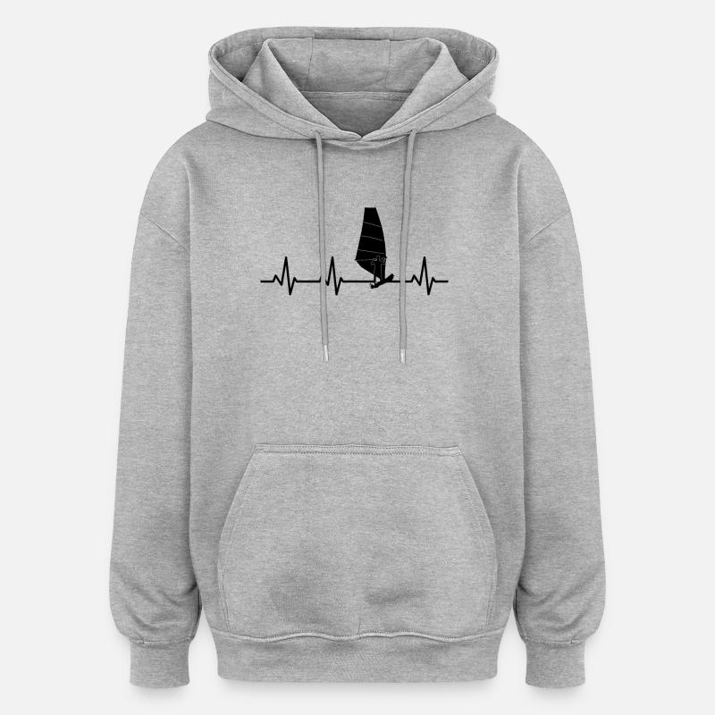Palpitations cardiaques de véliplanchiste - Sweat à capuche oversize unisexe - gris chiné