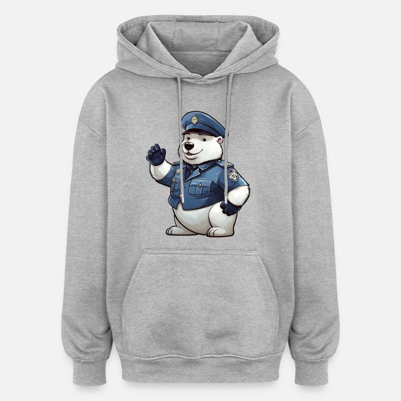 Eisbären Polizei - Oversized Unisex Hoodie - Grau meliert