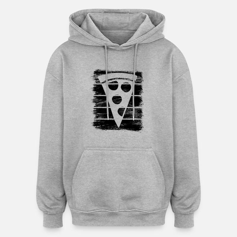 Croquis de tranche de pizza - Sweat à capuche oversize unisexe - gris chiné