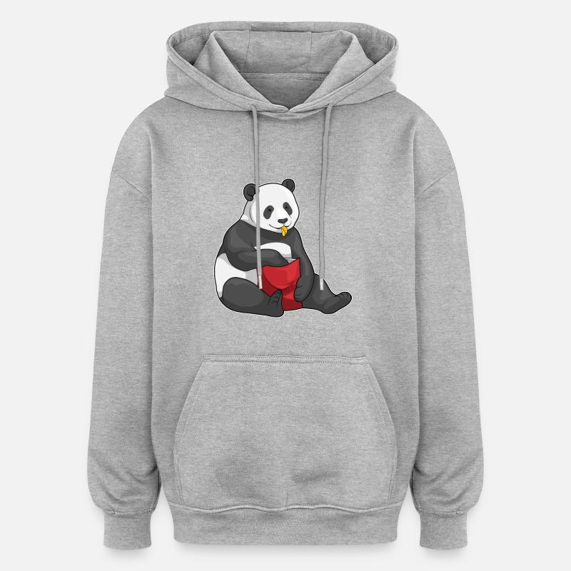 Panda Chips Sac à puces - Sweat à capuche oversize unisexe - gris chiné