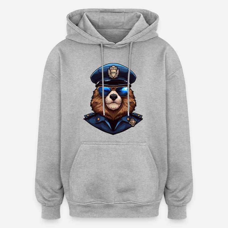 Police des marmottes - Sweat à capuche oversize unisexe - gris chiné