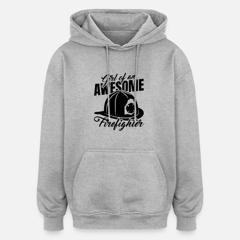 Fille pompier - Sweat à capuche oversize unisexe - gris chiné