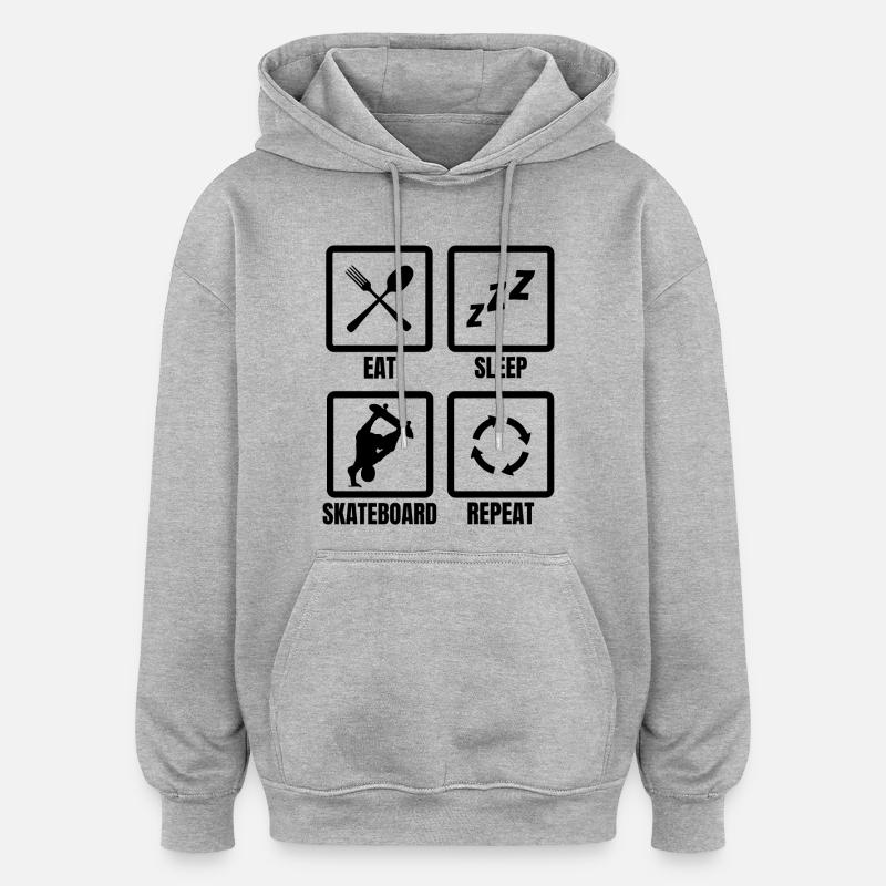 Routine de skateboard - Sweat à capuche oversize unisexe - gris chiné