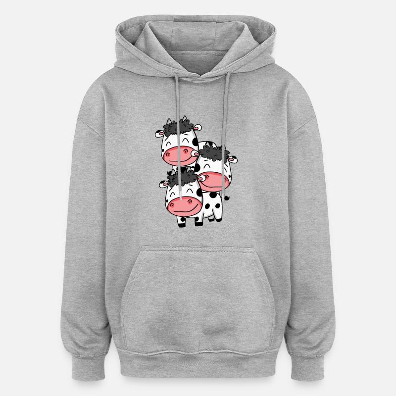 Vaches mignonnes - Motif de vache - Sweat à capuche oversize unisexe - gris chiné