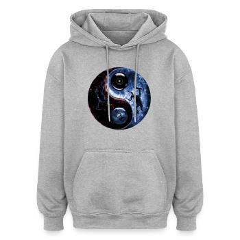 Yin Yang - Oversized Unisex Hoodie - Grau meliert - Vorne - Noah (186cm)
