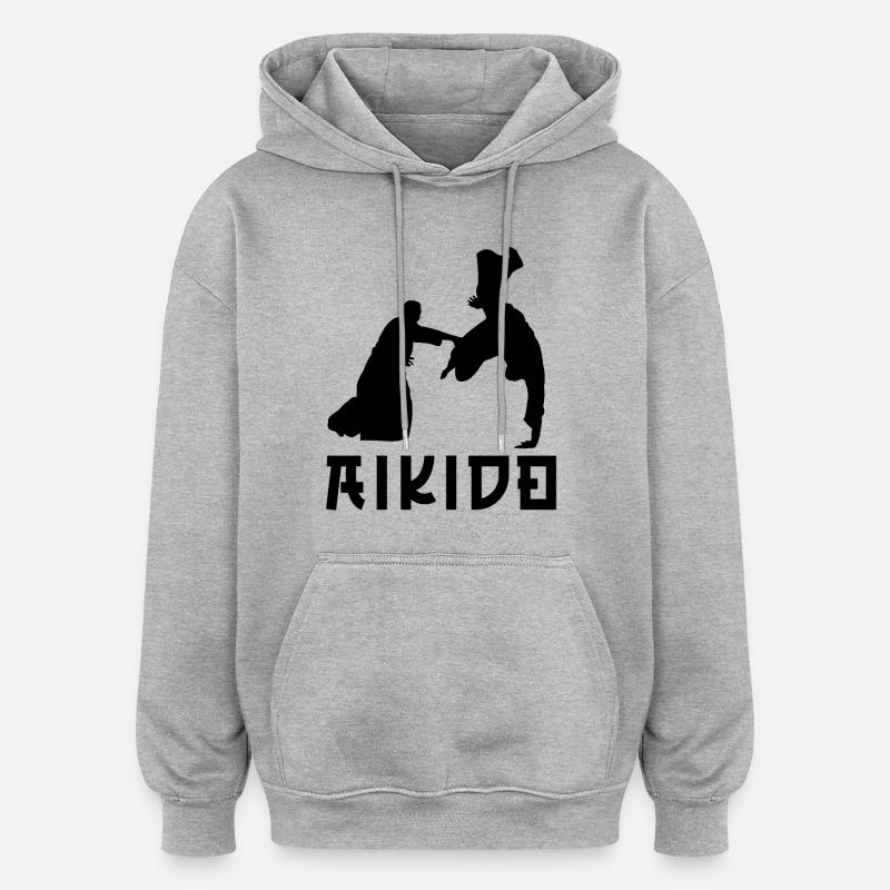 Aïkido - Sweat à capuche oversize unisexe - gris chiné