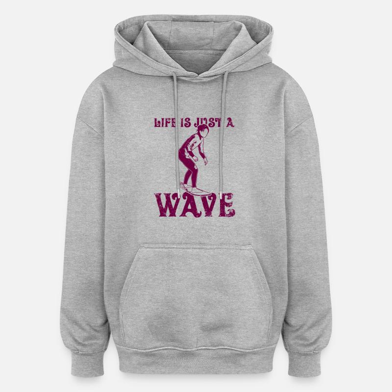 La vie n’est qu’une vague - Sweat à capuche oversize unisexe - gris chiné