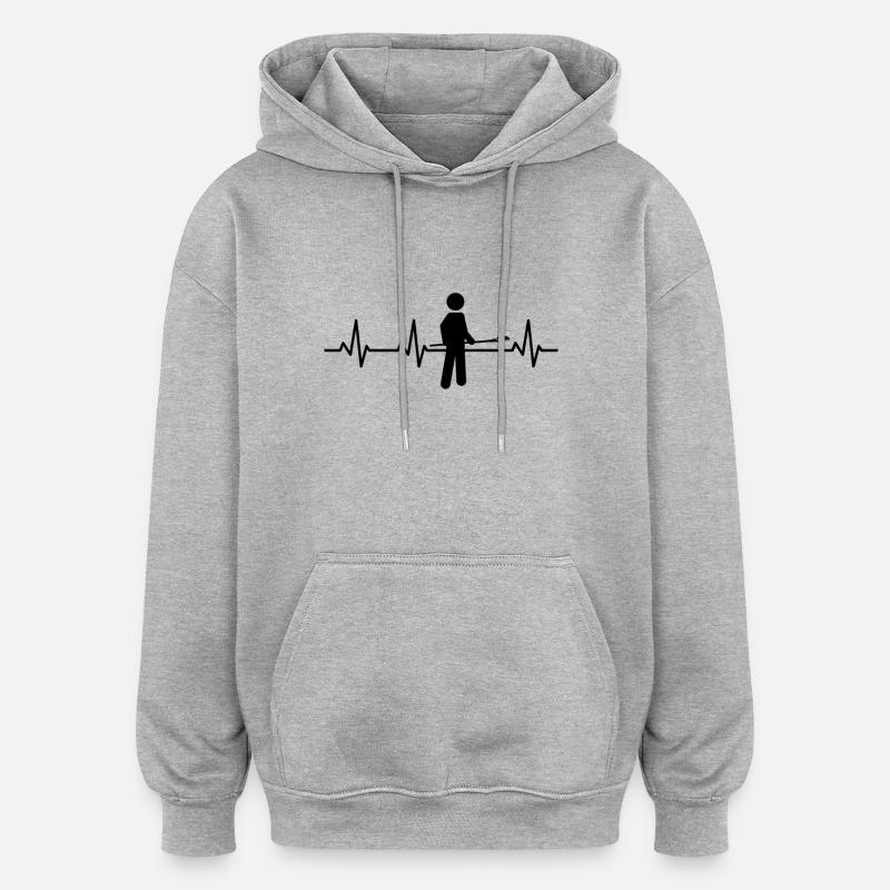 Baker Cartoon Battement de cœur - Sweat à capuche oversize unisexe - gris chiné