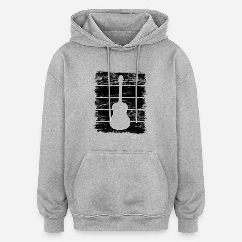Croquis de guitare - Sweat à capuche oversize unisexe - gris chiné