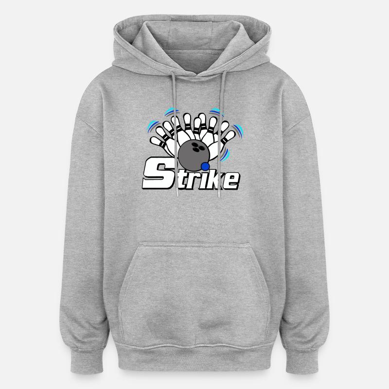 Strike Bowling - Sweat à capuche oversize unisexe - gris chiné