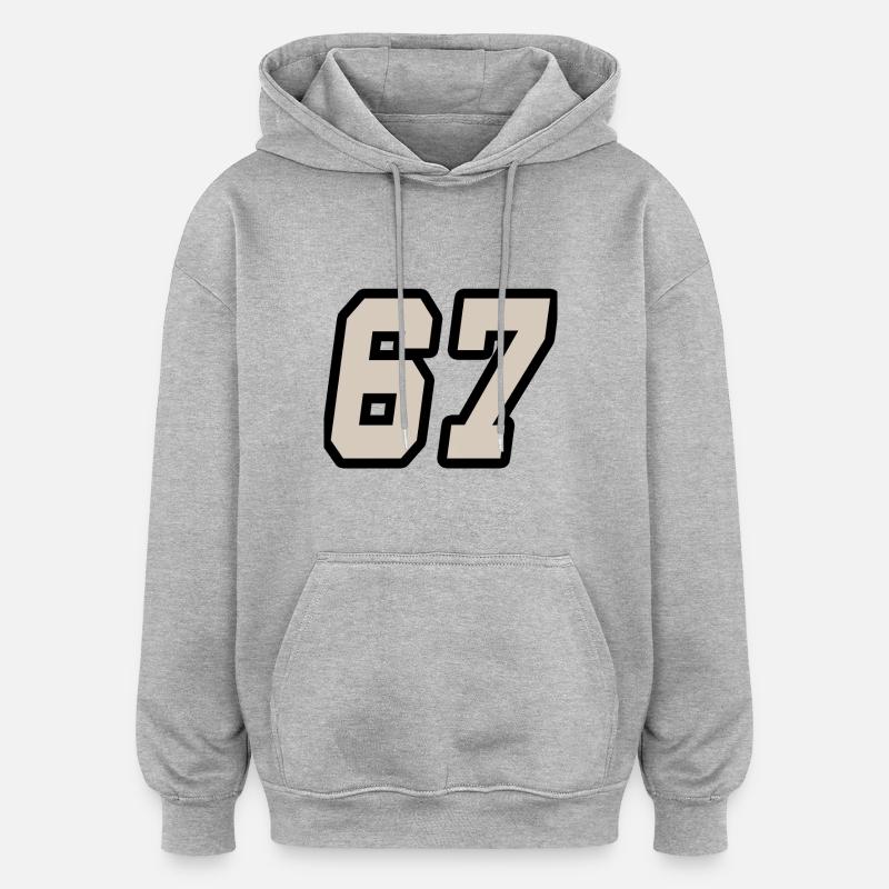 Nummer siebenundsechzig 67 - Oversized Unisex Hoodie - Grau meliert