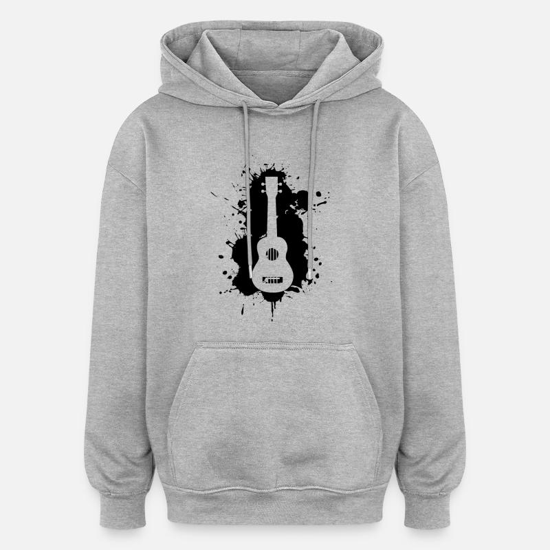 Ukulélé - Sweat à capuche oversize unisexe - gris chiné