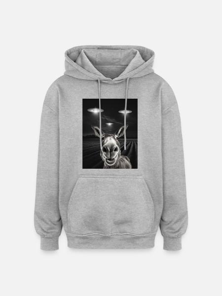 Grappige kont selfie voor UFO's Asses UFO - Oversized uniseks hoodie - grijs gemêleerd