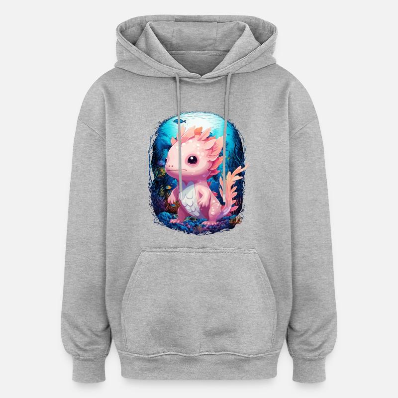 Axolotl - Sweat à capuche oversize unisexe - gris chiné