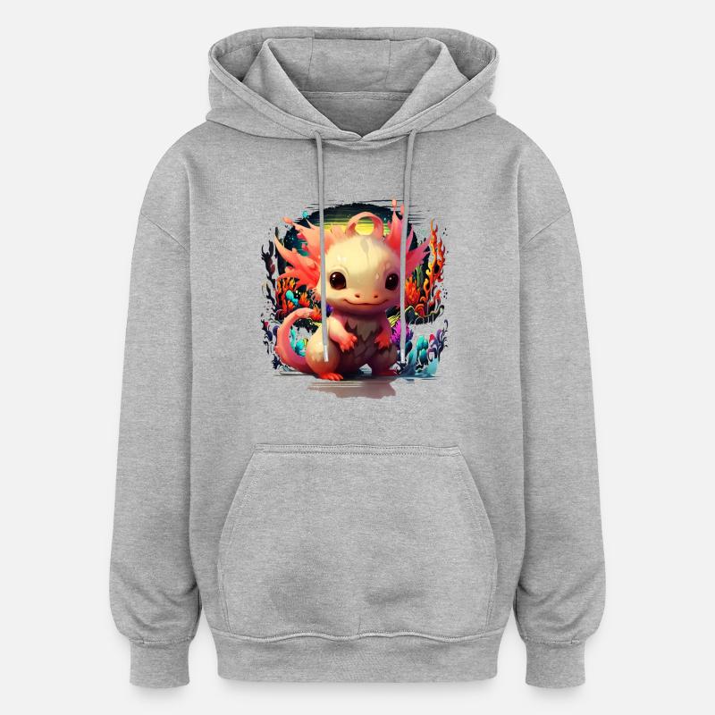 Axolotl - Sweat à capuche oversize unisexe - gris chiné