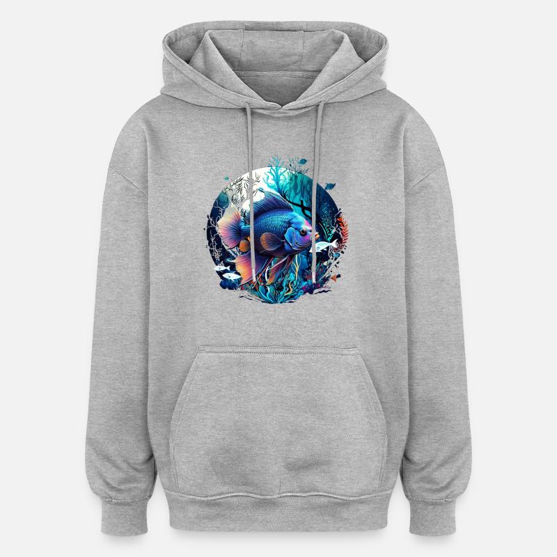 Angelfish - Sweat à capuche oversize unisexe - gris chiné