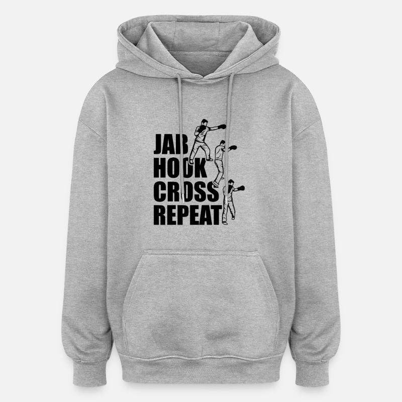 Techniques de boxe - Sweat à capuche oversize unisexe - gris chiné