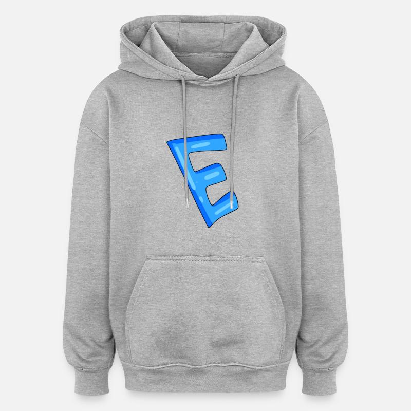 Buchstabe E Anfangsbuchstabe - Oversized Unisex Hoodie - Grau meliert