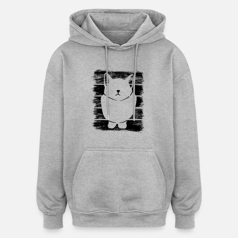 Chat - Sweat à capuche oversize unisexe - gris chiné