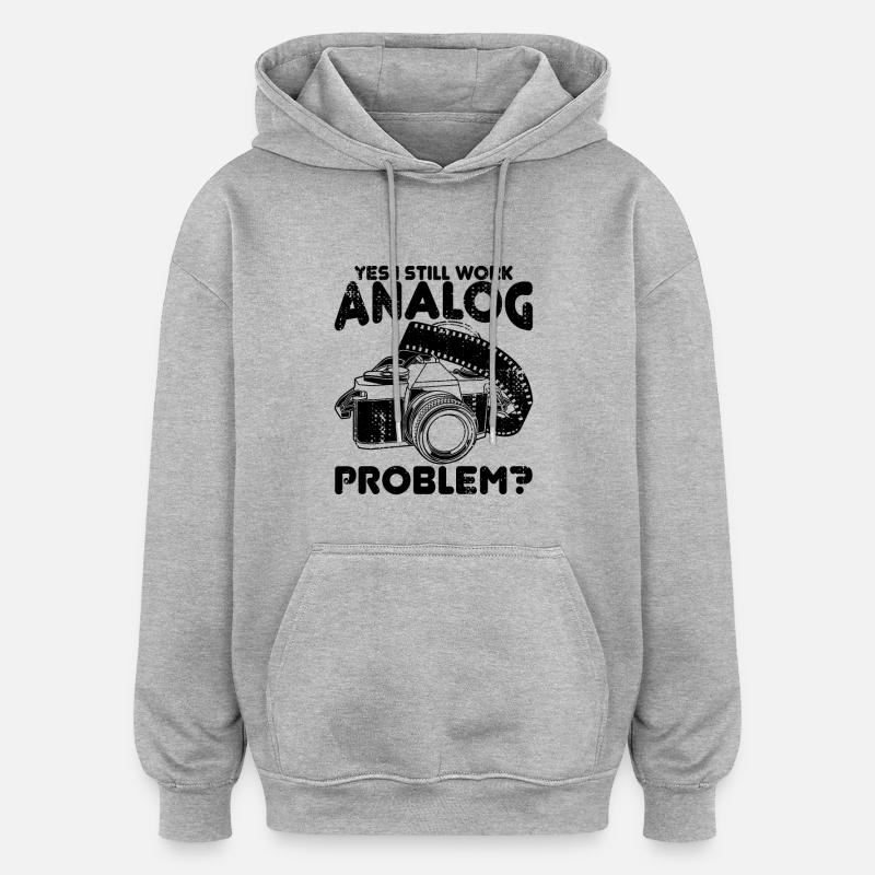 Ja ich arbeite noch analog - Oversized Unisex Hoodie - Grau meliert