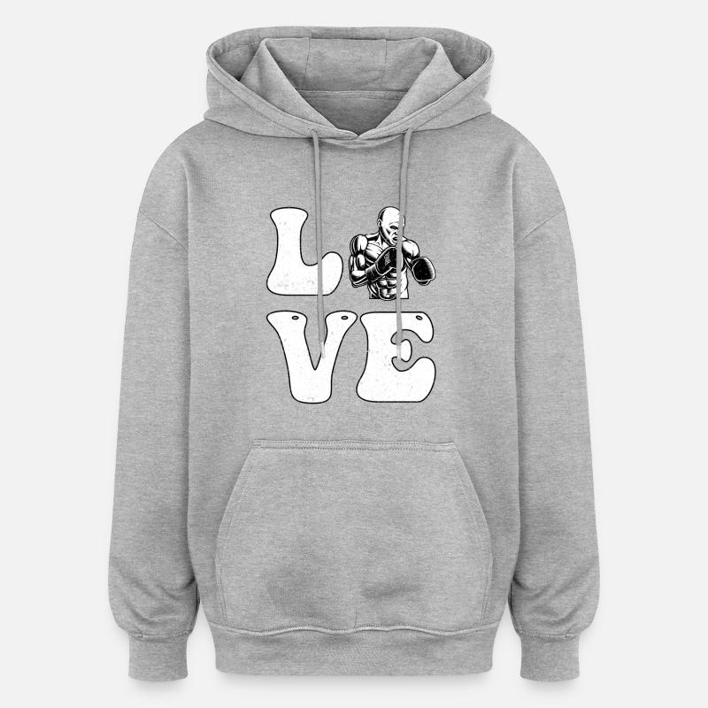 L’amour de la boxe - Sweat à capuche oversize unisexe - gris chiné