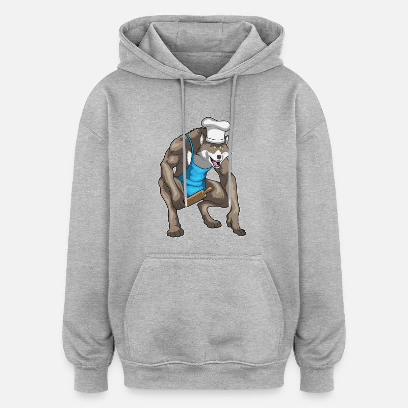 Werwolf Halloween Bäcker - Oversized Unisex Hoodie - Grau meliert