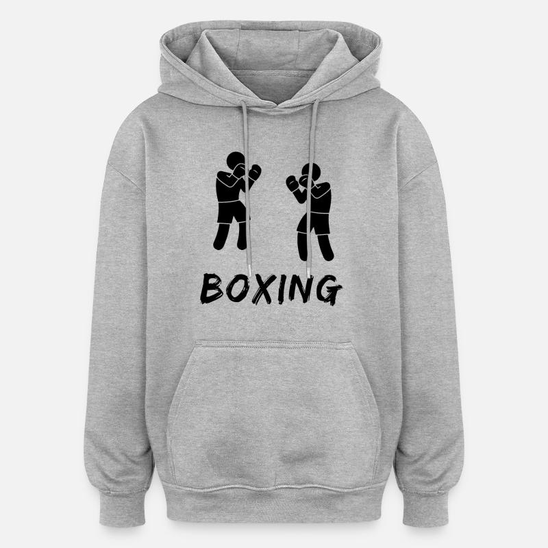 Boxe - Sweat à capuche oversize unisexe - gris chiné