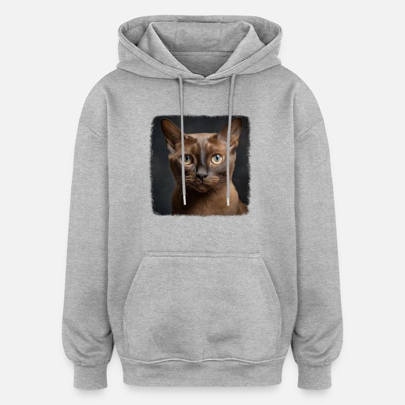 Chat birman Birmanie Katze - Sweat à capuche oversize unisexe - gris chiné