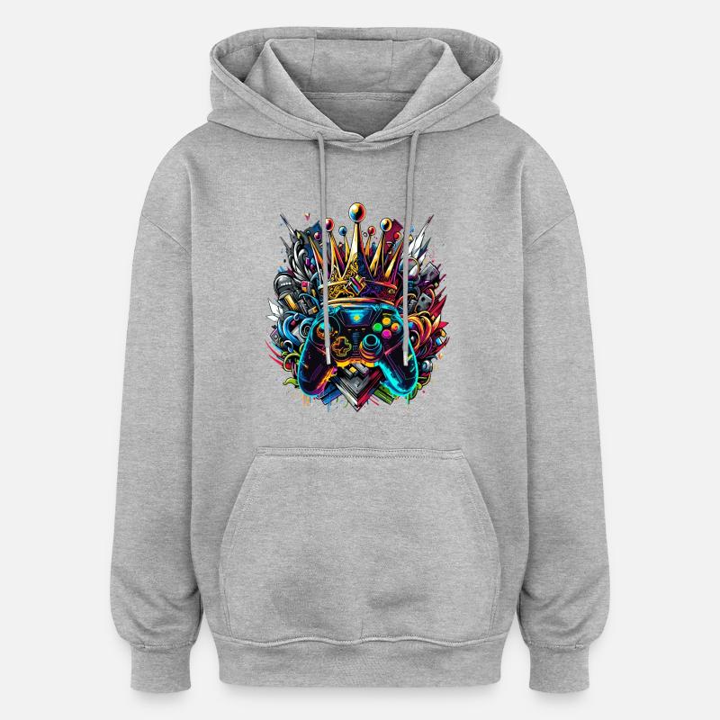 Royal Graffiti Gaming Controller - Oversized Unisex Hoodie - heather grey