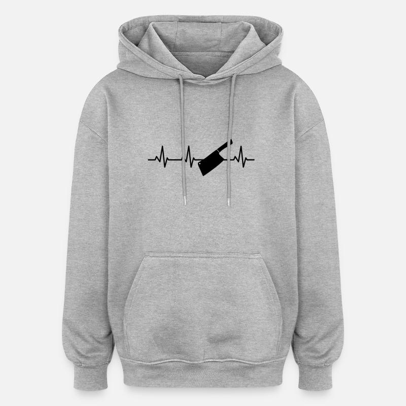 Hackmesser Herzlinie - Oversized Unisex Hoodie - Grau meliert