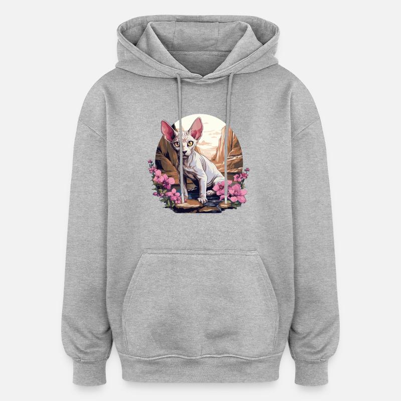 Sphynx Kätzchen Sphynx Katze - Oversized Unisex Hoodie - Grau meliert