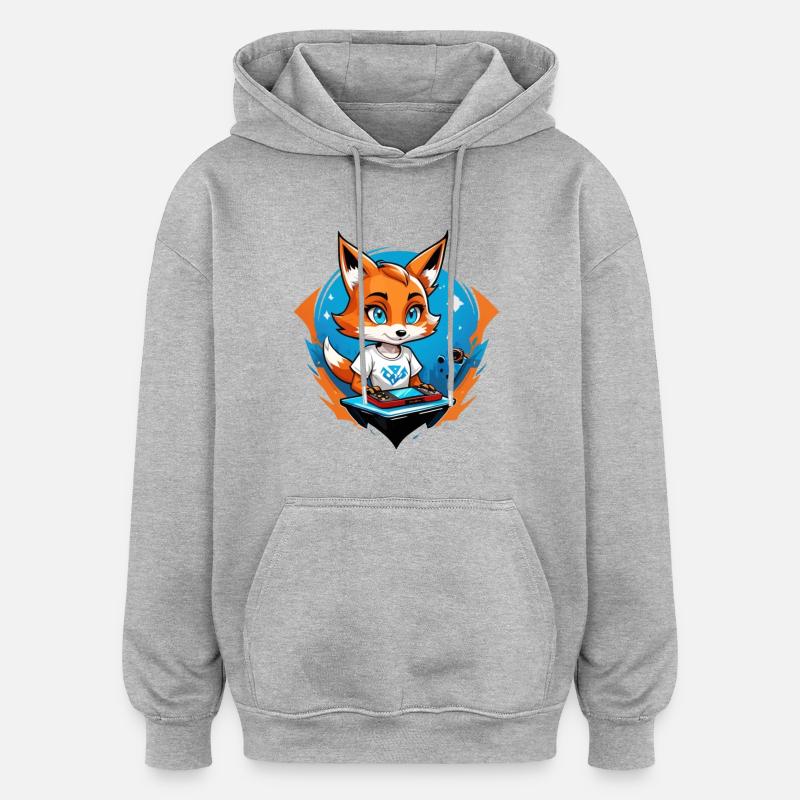 Foxie de jeu - Sweat à capuche oversize unisexe - gris chiné