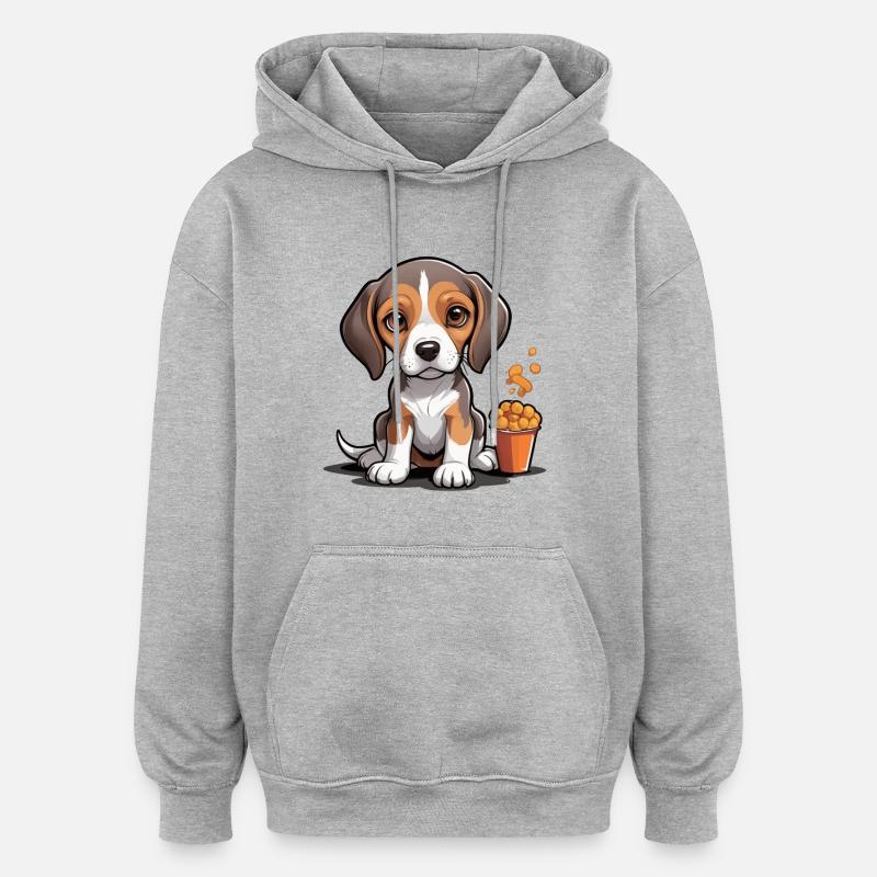 L’heure de la collation Beagle - Sweat à capuche oversize unisexe - gris chiné